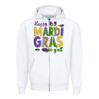 White happy mardi gras y'all Zipper Hoodie - AdoDesignShop