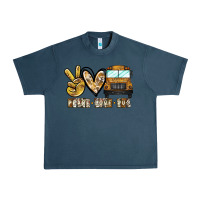Midnight Navy peace love bus Urban Heavy Tee - CowhideDigitalArt