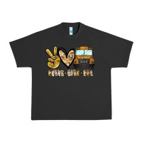 Pigment Black peace love bus Urban Heavy Tee - CowhideDigitalArt