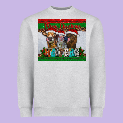 Merry Christmas Heifers Heavyweight Sweatshirt Designed By Ranaportraitstore