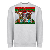 Heather Grey merry christmas heifers Heavyweight Sweatshirt - RanaPortraitStore