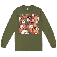 Army Green baseball leopard seamless pattern Long Sleeve Tee - JahusDesignShop