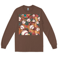 Chestnut baseball leopard seamless pattern Long Sleeve Tee - JahusDesignShop