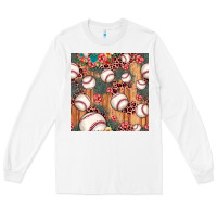White baseball leopard seamless pattern Long Sleeve Tee - JahusDesignShop