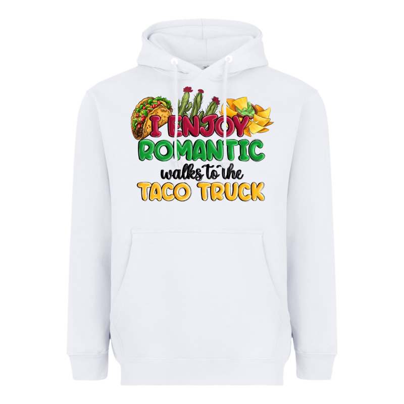 I Enjoy Romantic Walks To The Taco Truck Heavyweight Hoodie by MaliasSmallBusiness | Teevron