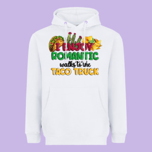 I Enjoy Romantic Walks To The Taco Truck Heavyweight Hoodie Designed By Maliassmallbusiness