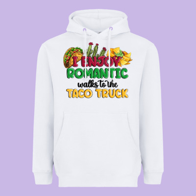 I Enjoy Romantic Walks To The Taco Truck Heavyweight Hoodie Designed By Maliassmallbusiness