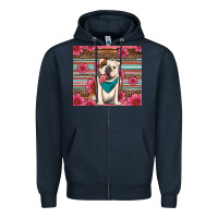 British Bulldog Floral Serape Tumbler Zipper Hoodie | Teevron