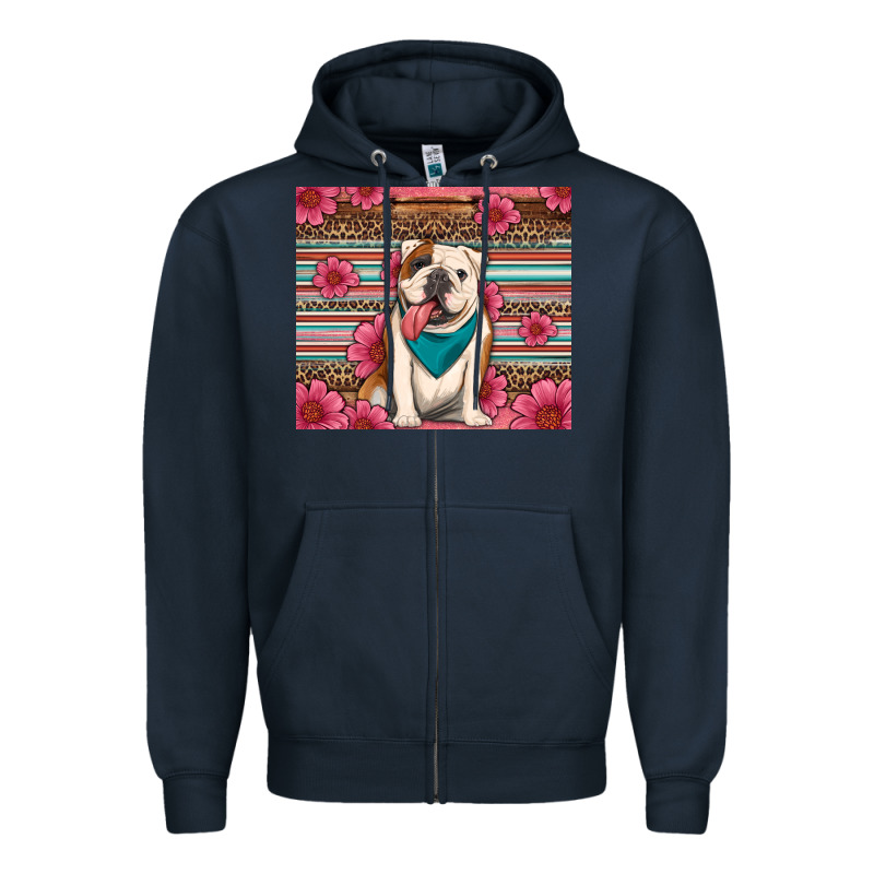 British Bulldog Floral Serape Tumbler Zipper Hoodie by Artiststas | Teevron