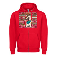 Red british bulldog floral serape tumbler Zipper Hoodie - Artiststas