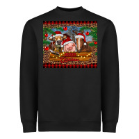 Black merry christmas cow pig and horse Heavyweight Sweatshirt - RanaPortraitStore