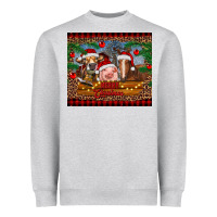 Heather Grey merry christmas cow pig and horse Heavyweight Sweatshirt - RanaPortraitStore