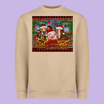 Merry Christmas Cow Pig And Horse Heavyweight Sweatshirt Designed By Ranaportraitstore