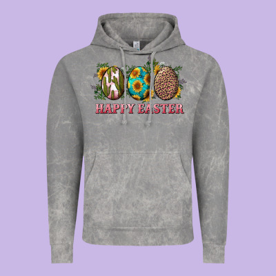 Happy Easter Eggs With Sunflower Leopard And Cactus Vintage Hoodie Designed By Ranaportraitstore
