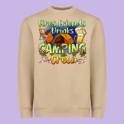 Fires Friends Drinks Camping Crew Heavyweight Sweatshirt Designed By Zillion Design Studio