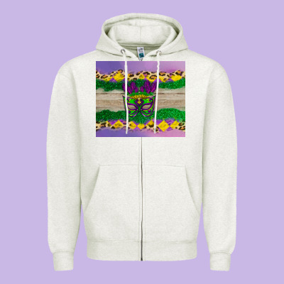 Mardi Gras Mask Zipper Hoodie Designed By Adodesignshop