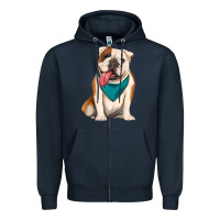 Navy english bulldog Zipper Hoodie - Artiststas