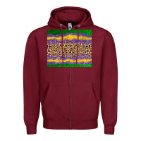 Burgundy mardi gras leopard Zipper Hoodie - AdoDesignShop