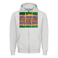 Dove Grey mardi gras leopard Zipper Hoodie - AdoDesignShop