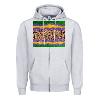 Heather Grey mardi gras leopard Zipper Hoodie - AdoDesignShop