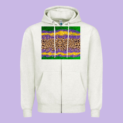Mardi Gras Leopard Zipper Hoodie Designed By Adodesignshop