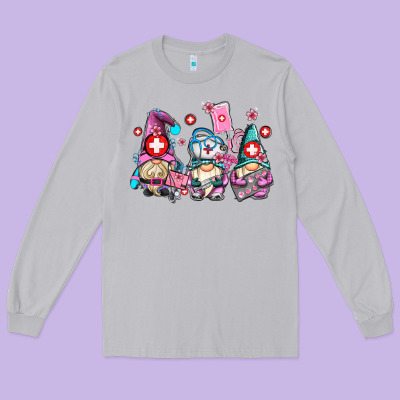 Nurse Gnomes Long Sleeve Tee Designed By Adodesignshop