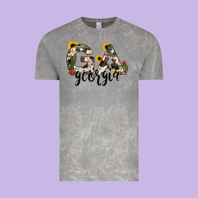 Georgia State Cowhide Serape Cactus Vintage Tee Designed By Ranaportraitstore