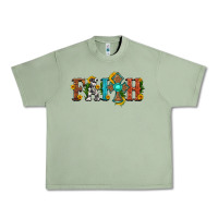 Oil Green faith with cross and sunflower Urban Heavy Tee - HRA Design Shop