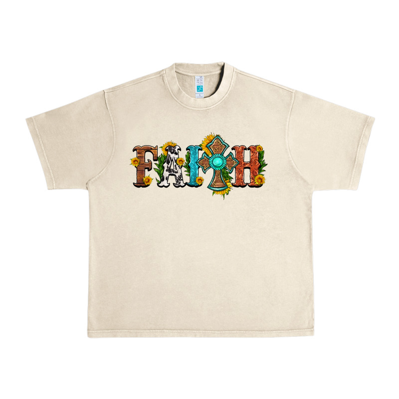 Faith With Cross And Sunflower Urban Heavy Tee by HRA Design Shop | Teevron