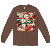 Chestnut baseball leopard cowhide turquoise seamless pattern Long Sleeve Tee - JahusDesignShop
