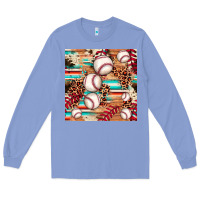 Colony Blue baseball leopard cowhide turquoise seamless pattern Long Sleeve Tee - JahusDesignShop