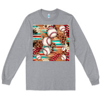 Heather Grey baseball leopard cowhide turquoise seamless pattern Long Sleeve Tee - JahusDesignShop