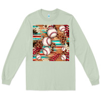Matcha baseball leopard cowhide turquoise seamless pattern Long Sleeve Tee - JahusDesignShop