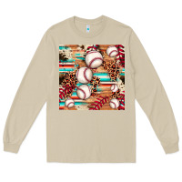 Mushroom baseball leopard cowhide turquoise seamless pattern Long Sleeve Tee - JahusDesignShop