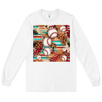 White baseball leopard cowhide turquoise seamless pattern Long Sleeve Tee - JahusDesignShop