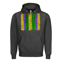 Charcoal Heather mardi gras leopard brushstrokes Zipper Hoodie - AdoDesignShop