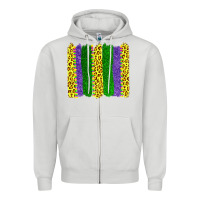Dove Grey mardi gras leopard brushstrokes Zipper Hoodie - AdoDesignShop