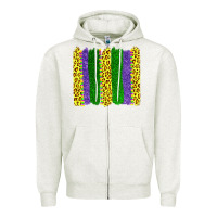 Oatmeal Heather mardi gras leopard brushstrokes Zipper Hoodie - AdoDesignShop