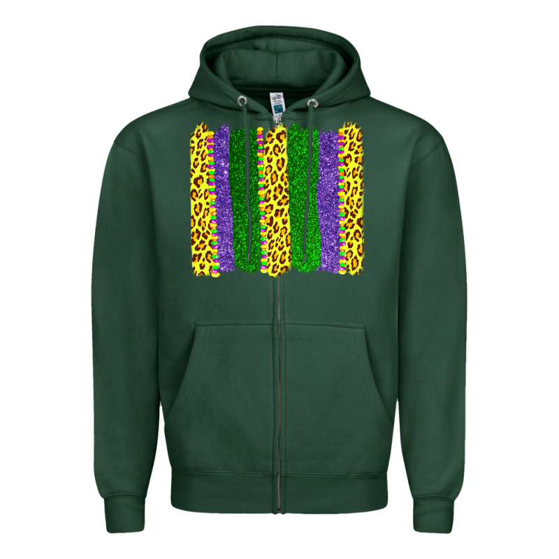 Mardi Gras Leopard Brushstrokes Zipper Hoodie by AdoDesignShop | Teevron