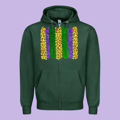 Mardi Gras Leopard Brushstrokes Zipper Hoodie Designed By Adodesignshop