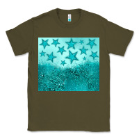 Army Green turquoise glitter star Classic Tee - JahusDesignShop