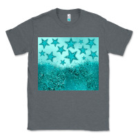 Charcoal Heather turquoise glitter star Classic Tee - JahusDesignShop