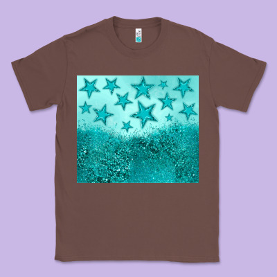 Turquoise Glitter Star Classic Tee Designed By Jahusdesignshop