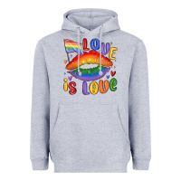 Heather Grey love is love lips Heavyweight Hoodie - MaliasSmallBusiness