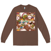 Chestnut baseball leopard cowhide sunflower seamless pattern Long Sleeve Tee - JahusDesignShop