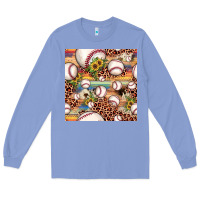 Colony Blue baseball leopard cowhide sunflower seamless pattern Long Sleeve Tee - JahusDesignShop