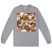 Heather Grey baseball leopard cowhide sunflower seamless pattern Long Sleeve Tee - JahusDesignShop