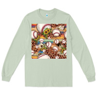 Matcha baseball leopard cowhide sunflower seamless pattern Long Sleeve Tee - JahusDesignShop