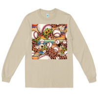 Mushroom baseball leopard cowhide sunflower seamless pattern Long Sleeve Tee - JahusDesignShop