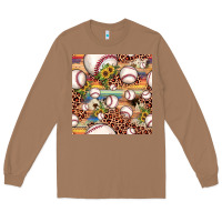Toasted Coconut baseball leopard cowhide sunflower seamless pattern Long Sleeve Tee - JahusDesignShop
